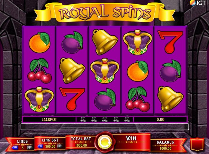 All Online Pokies - Main game board featuring five reels and 5 paylines with a $250,000 max payout.