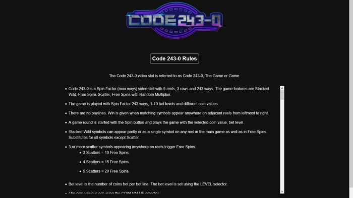 All Online Pokies image of Code 243-0