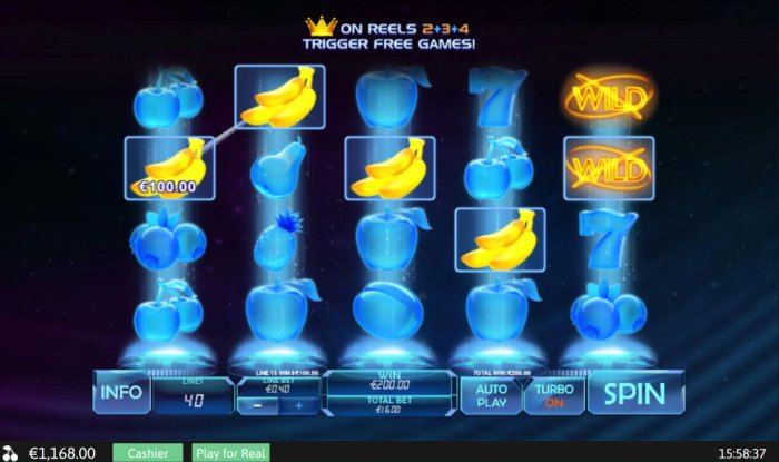 A pair of winning paylines triggers a 200 payout by All Online Pokies