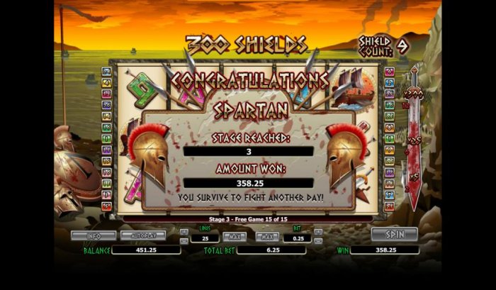 congratulations spartan, you survive to fight another day - All Online Pokies