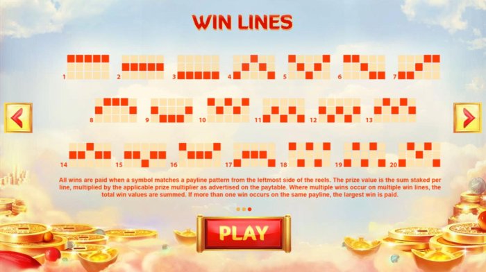 Payline Diagrams 1-20. All wins are paid when a symbol matches a payline pattern from the leftmost side of the reels. by All Online Pokies
