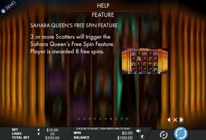 All Online Pokies - Free Spin Feature - 3 or more scatters will trigger the free spins feature. Player is awarded 8 free spins.