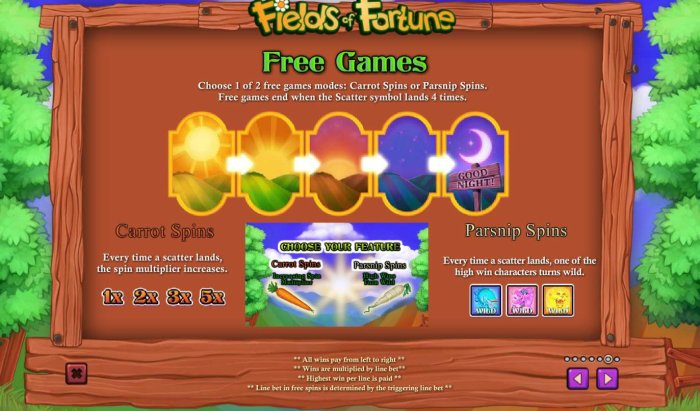 All Online Pokies - Free Games - Choose 1 of 2 free games modes: Carrot Spins or Parsnip Spins.