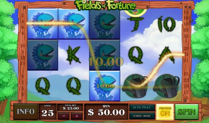Multiple winning paylines of snap dragons triggers a 50.00 win! by All Online Pokies