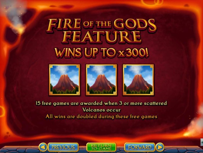 Fire of the Gods Feature - Win up to 300x! - All Online Pokies