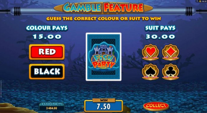 Gamble feature is available after each winning spin. Select color or suit to play. by All Online Pokies