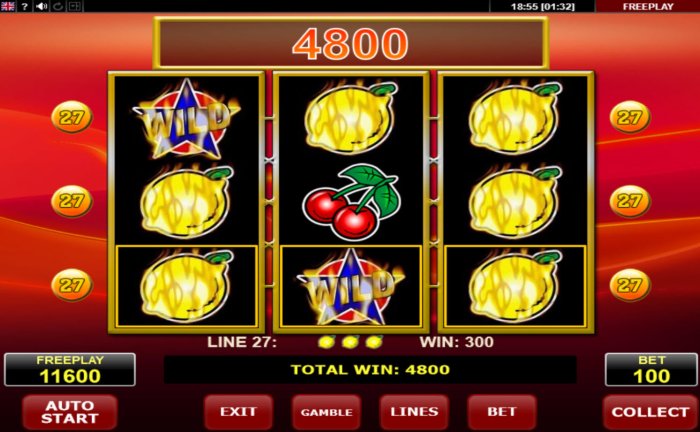 A 4800 coin big win triggered by multiple winning paylines - All Online Pokies