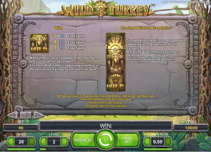 wild symbol rules and stacked wilds in free spins mode rules by All Online Pokies
