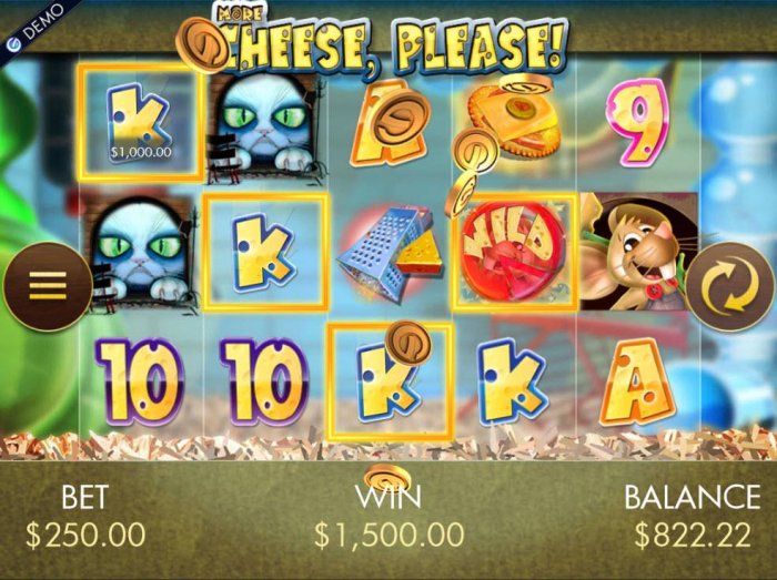 A winning Four of a Kind leads to a 1,500.00 big win. by All Online Pokies