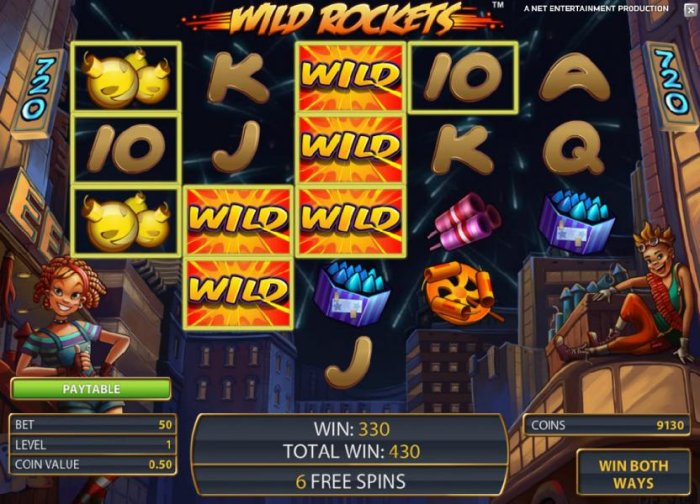 330 coin jackpot triggered once again by expanding wilds, only this time during the free spins feature by All Online Pokies