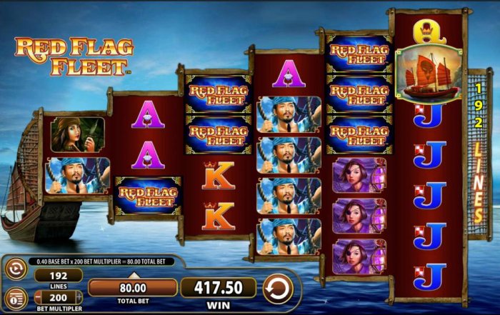Main game board featuring six reels and 192 paylines with a $250,000 max payout by All Online Pokies
