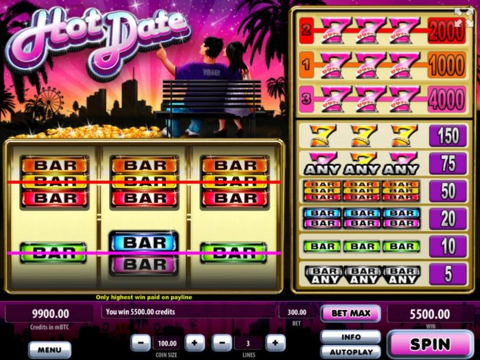 A pair of winning paylines triggers a 5,500.00 big win! by All Online Pokies