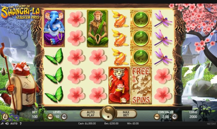 Main game board featuring six reels with a $200,000 max payout. by All Online Pokies