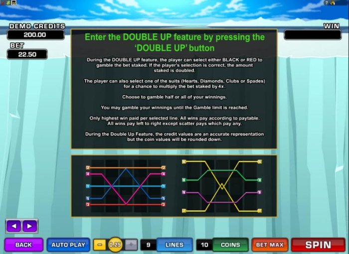 double feature and payline diagrams by All Online Pokies