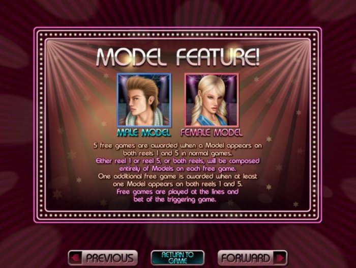 model feature game rules - All Online Pokies