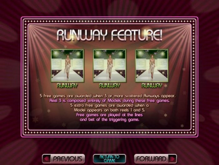 Runway feature game rules by All Online Pokies