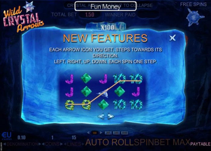 All Online Pokies - New features - Each arrow icon you get, steps towards its direction. left, right, up, down. Each spin one step.