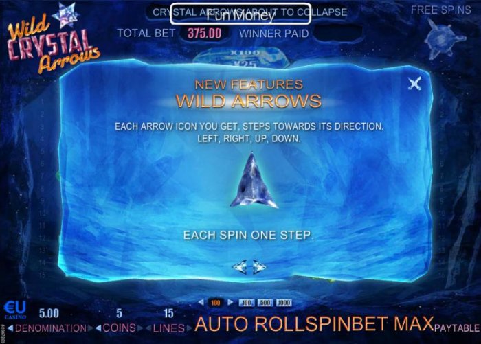 All Online Pokies - Wild Arrows - Each arrow icon you get, steps towards its direction. Left, Right, Up, Down. Each spin is one step.