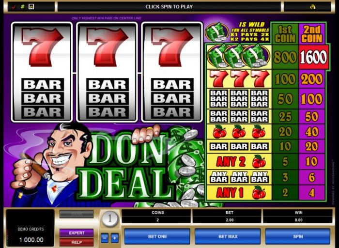 All Online Pokies - main game board featuring 3 reels and a single payline