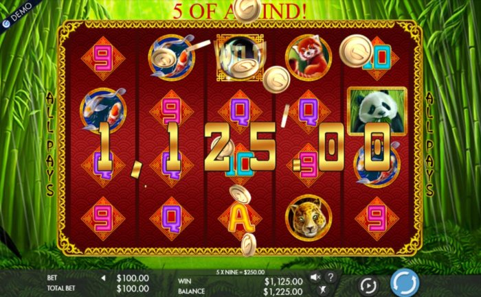 A 1,125.00 big win triggered by multiple winning combinations. by All Online Pokies
