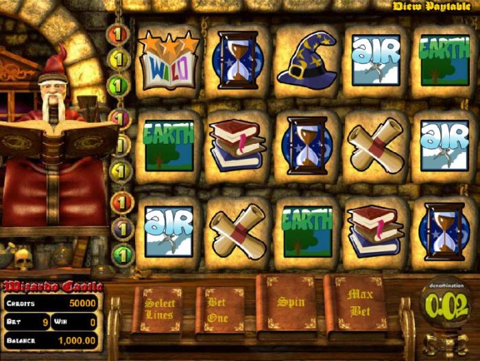 All Online Pokies - main game board featuring five reels and nine paylines