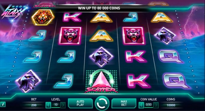 All Online Pokies - Main game board featuring five reels and 40 paylines with a $400,000 max payout