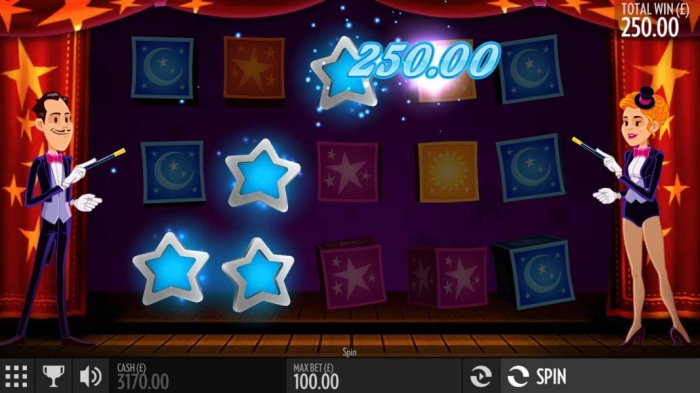 A winning payline triggers a 250.00 payout by All Online Pokies