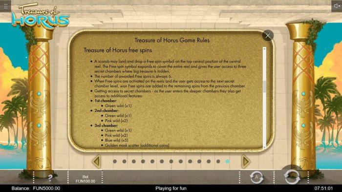 Treasure fo Horus Free Spins Rules - All Online Pokies