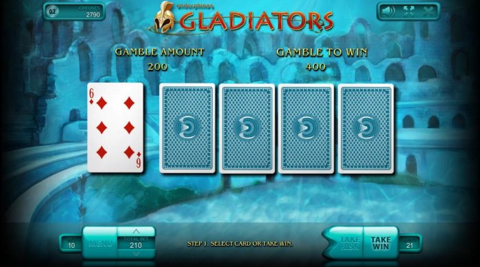 All Online Pokies - Gamble Feature - Select from one of four cards to beat the dealers card on the far left.