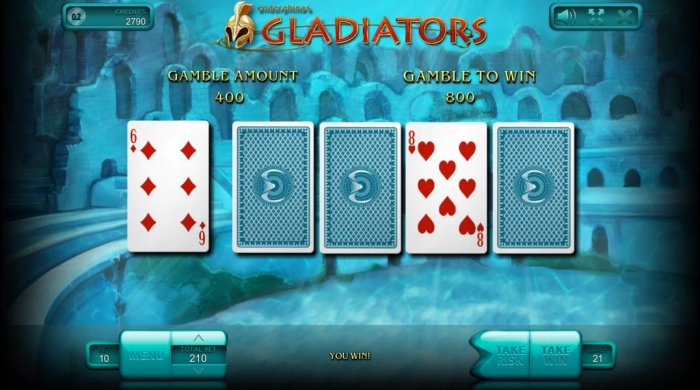 Players card selection beats the dealers and the gamble amount is doubled. you can take the win or try to double up again. by All Online Pokies