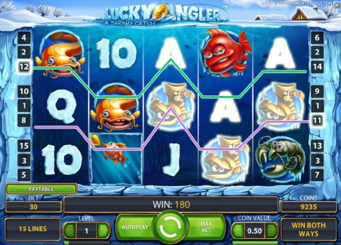 a couple of winning paylines triggers a 180 coin jackpot - All Online Pokies