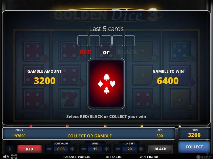 Gamble Feature Rules - The feature is available after each winning spin. Last win amount becomes your stake in the Gamble game. Your goal is to guess the color or suit of the next card. - All Online Pokies