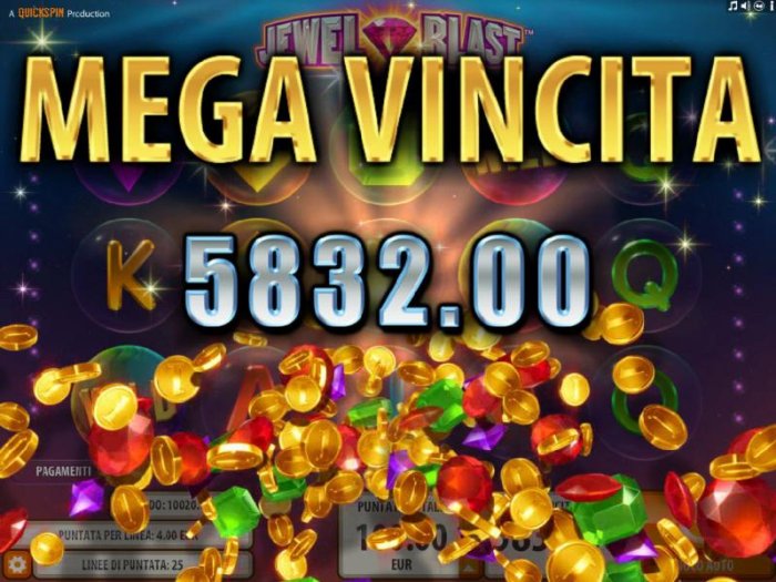 All Online Pokies - The Bonus Blast feature pays out a totall of 5,832.00 for a mega win.