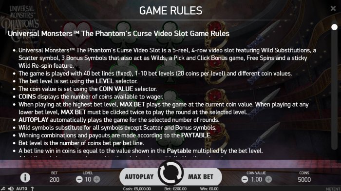Universal Monsters The Phantom's Curse by All Online Pokies