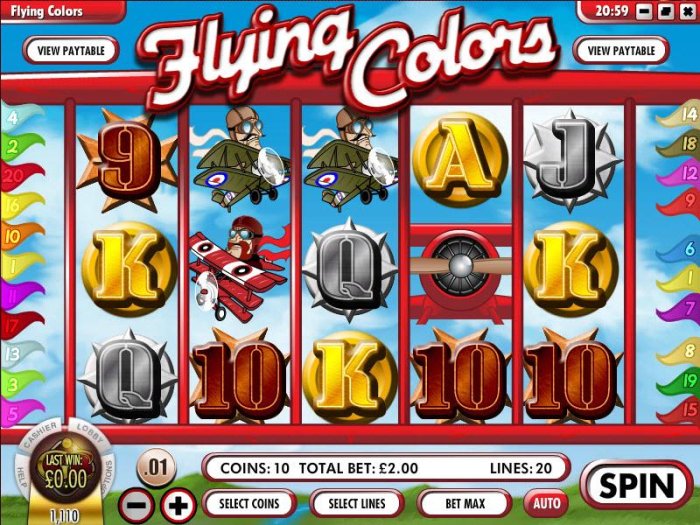 main game board featuring five reels and twenty paylines by All Online Pokies