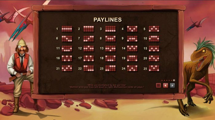 Payline Diagrams 1-25. - All Online Pokies
