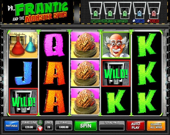 Main game board featuring five reels and 20 paylines with a $500,000 max payout. by All Online Pokies