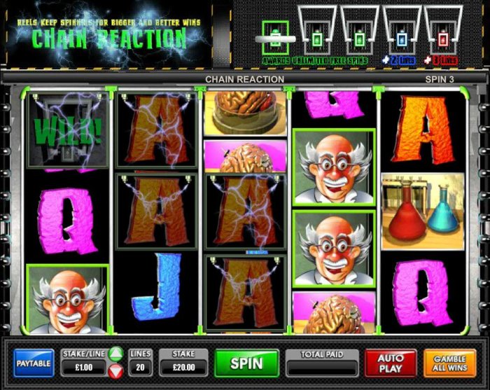 Chain Reaction feature activated with any winning combination by All Online Pokies