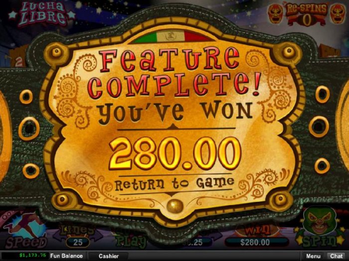 Feature completed and paid out a total of 280.00 for a big win. by All Online Pokies