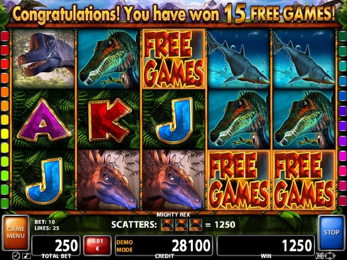 Thre volcano scatter symbols anywhere on the reels triggers the Free Games bonus feature. by All Online Pokies