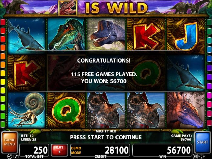 A 56700 coin Super Mega Win awarded after playing 115 Free Games. by All Online Pokies