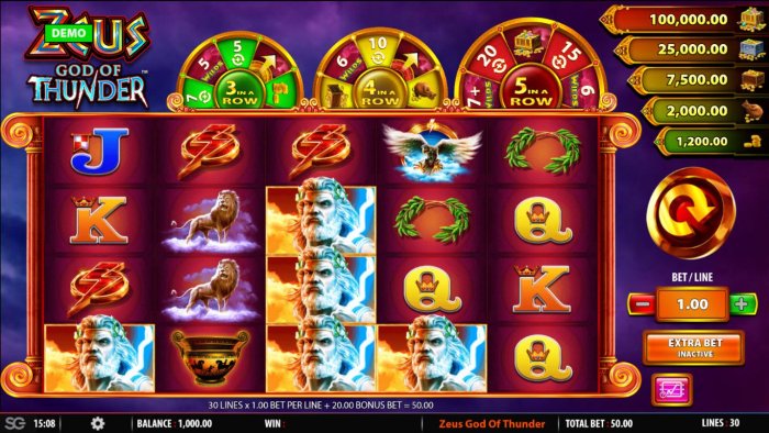 Main game board featuring five reels and 30 paylines with a $250,000 max payout. by All Online Pokies