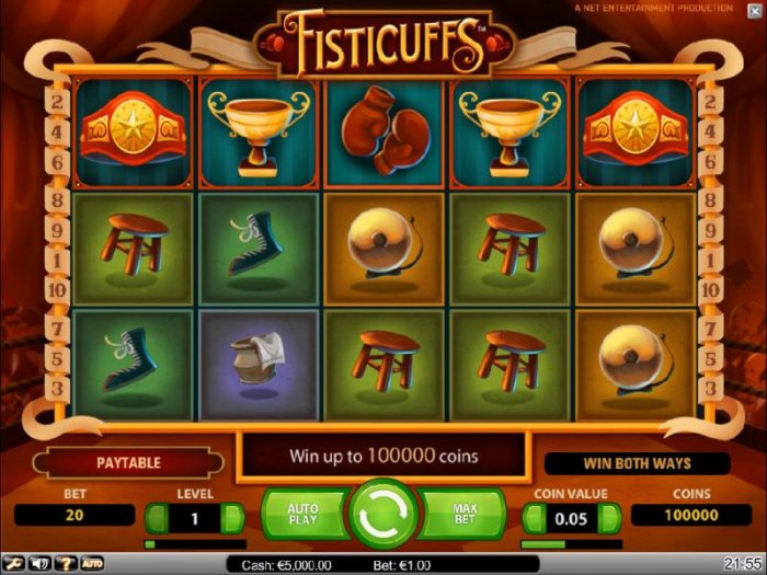 main game board featuring five reels and ten paylines by All Online Pokies