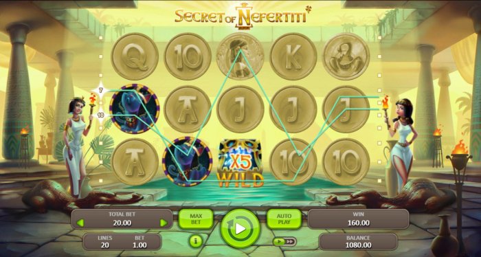 An x5 wild multiplier triggers a 160.00 payout by All Online Pokies