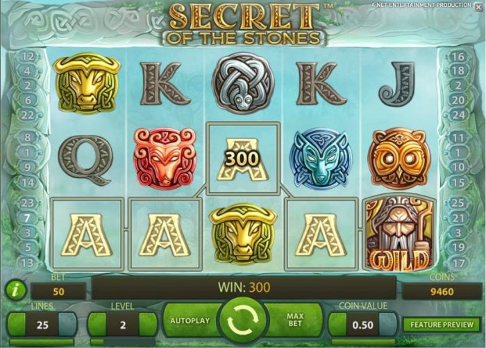 five of a kind triggers a 300 coin big win - All Online Pokies
