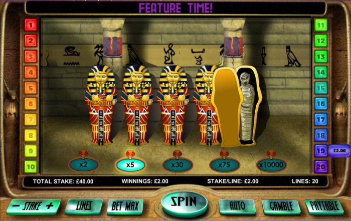 All Online Pokies - Game play ends when you find the mummy.