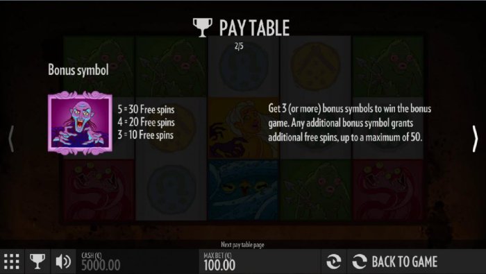 Bonus Symbol - Get 3 bonus symbols to win the bonus game. Any additional bonus symbol grants additional free spins, up to a maximum of 50. - All Online Pokies