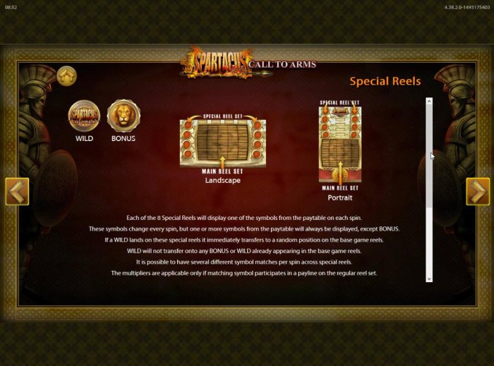 All Online Pokies - Special Reel Feature - Each of the 8 special reels display on of the symbols from the paytable on each spin. These symbols change every spin, but one or more symbols from the paytable will always be displayed, except bonus.