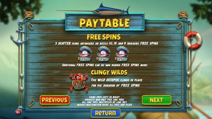 Free Spins Rules - 3 scatter icons anywhere on reels 3, 4 and 5 triggers free games with clingy wilds. - All Online Pokies