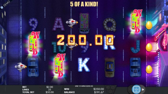 A winning Five of a Kind triggers a 200.00 award. by All Online Pokies